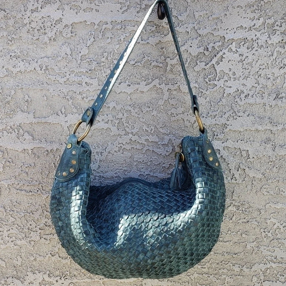 RARE FOSSIL‎ Woven Leather Hobo Bag - Picture 12 of 12